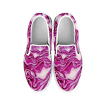 Red Cabbage Print White Slip On Shoes