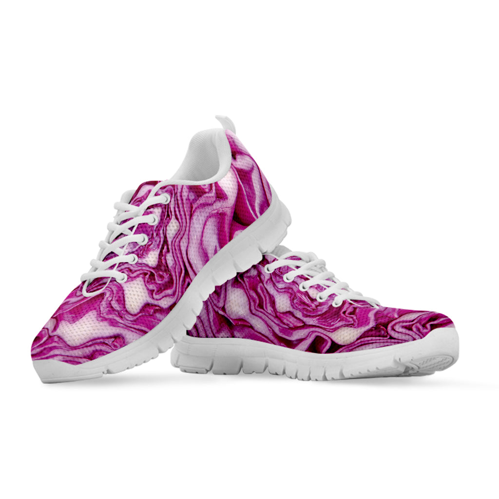 Red Cabbage Print White Sneakers