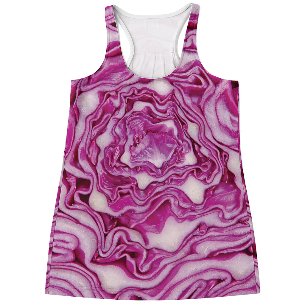 Red Cabbage Print Women's Racerback Tank Top