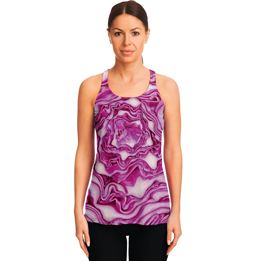 Red Cabbage Print Women's Racerback Tank Top
