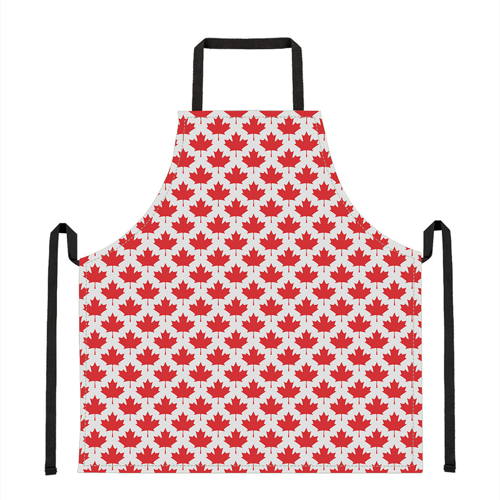 Red Canadian Maple Leaf Pattern Print Apron