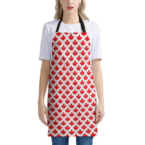 Red Canadian Maple Leaf Pattern Print Apron