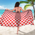 Red Canadian Maple Leaf Pattern Print Beach Sarong Wrap