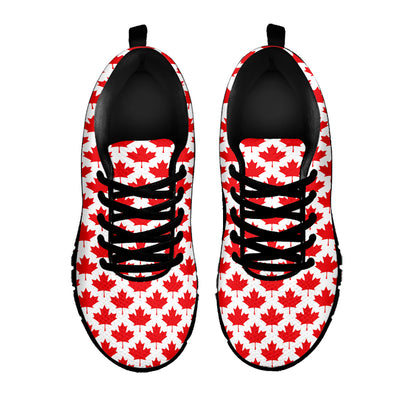 Red Canadian Maple Leaf Pattern Print Black Sneakers