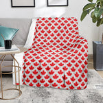 Red Canadian Maple Leaf Pattern Print Blanket