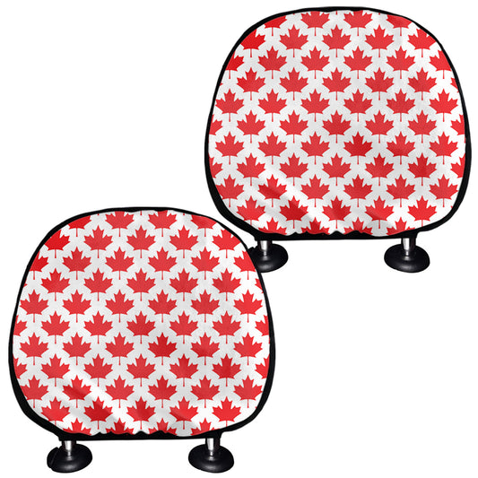 Red Canadian Maple Leaf Pattern Print Car Headrest Covers