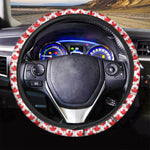 Red Canadian Maple Leaf Pattern Print Car Steering Wheel Cover
