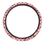 Red Canadian Maple Leaf Pattern Print Car Steering Wheel Cover