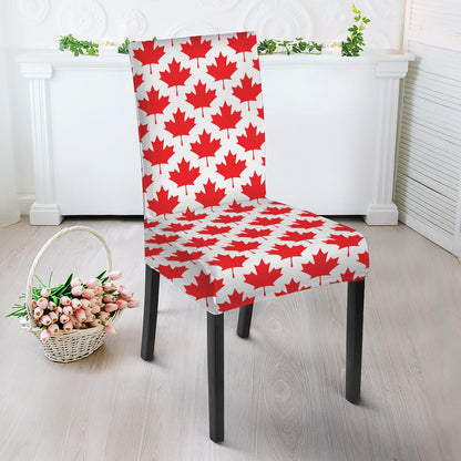Red Canadian Maple Leaf Pattern Print Dining Chair Slipcover