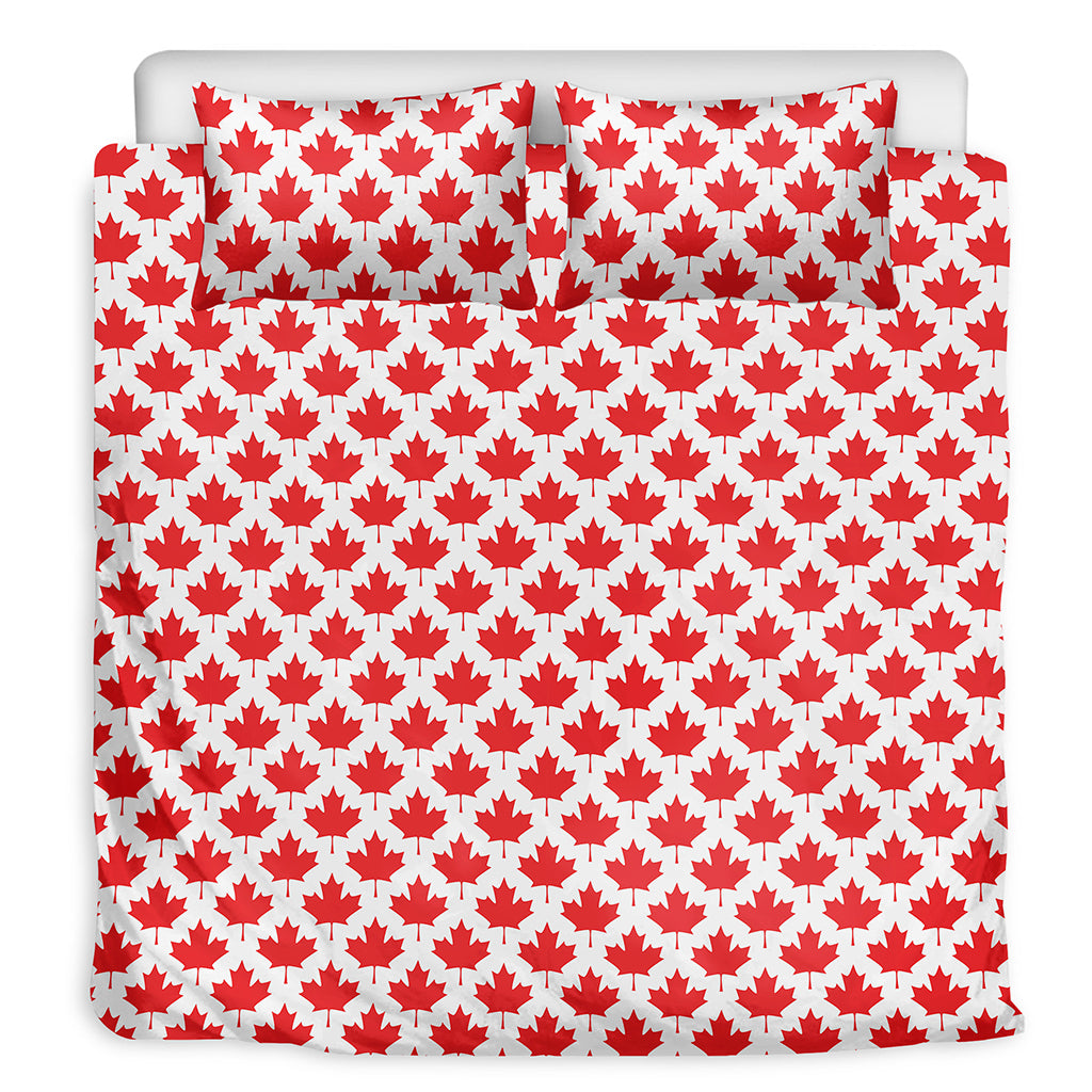 Red Canadian Maple Leaf Pattern Print Duvet Cover Bedding Set
