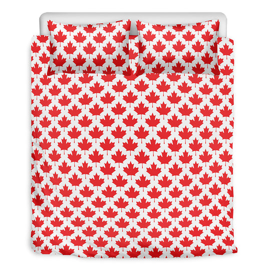 Red Canadian Maple Leaf Pattern Print Duvet Cover Bedding Set
