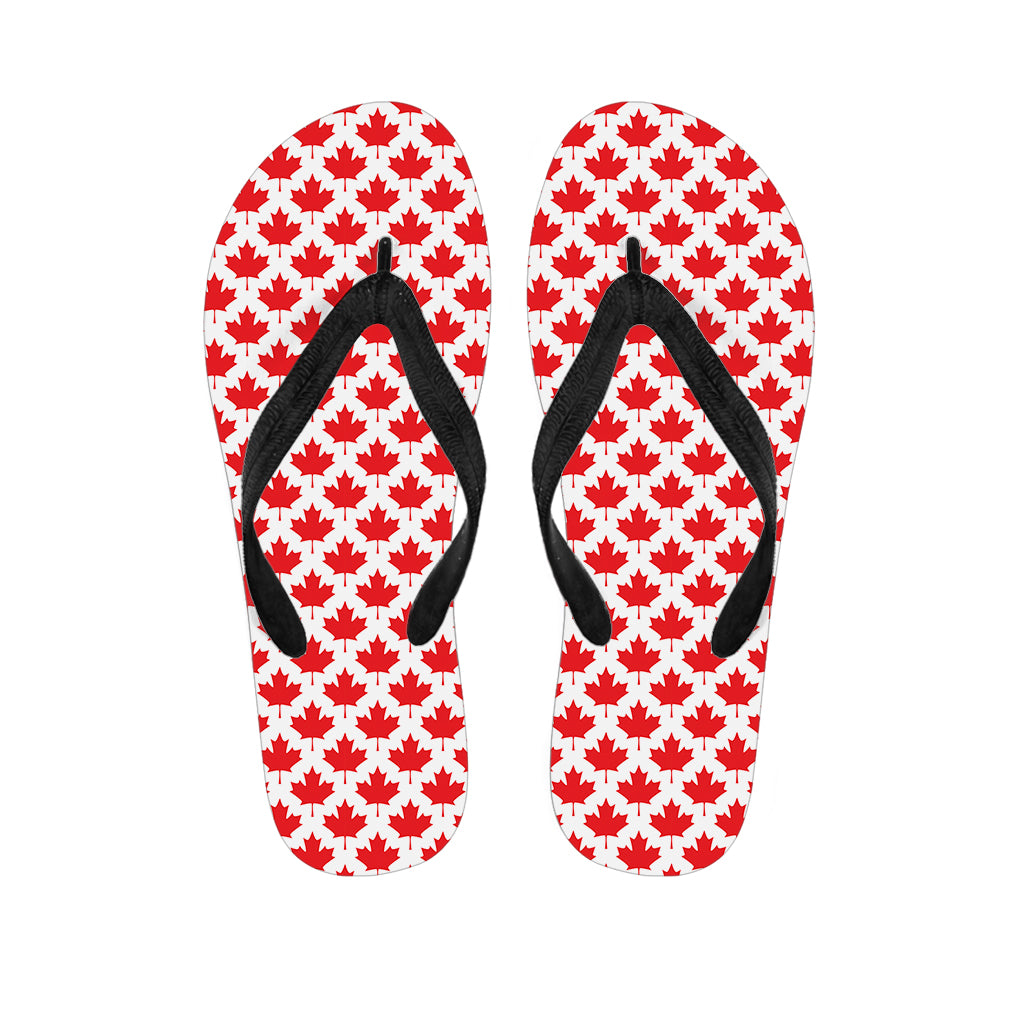 Red Canadian Maple Leaf Pattern Print Flip Flops