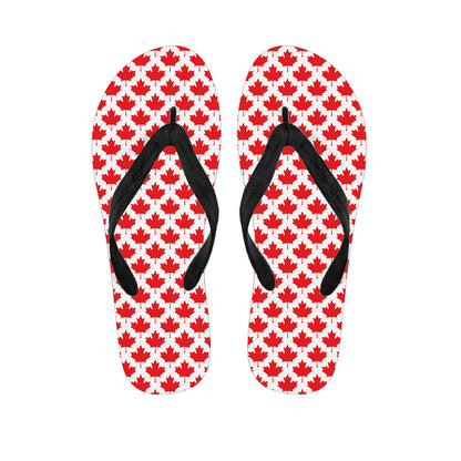 Red Canadian Maple Leaf Pattern Print Flip Flops