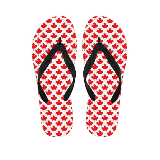 Red Canadian Maple Leaf Pattern Print Flip Flops