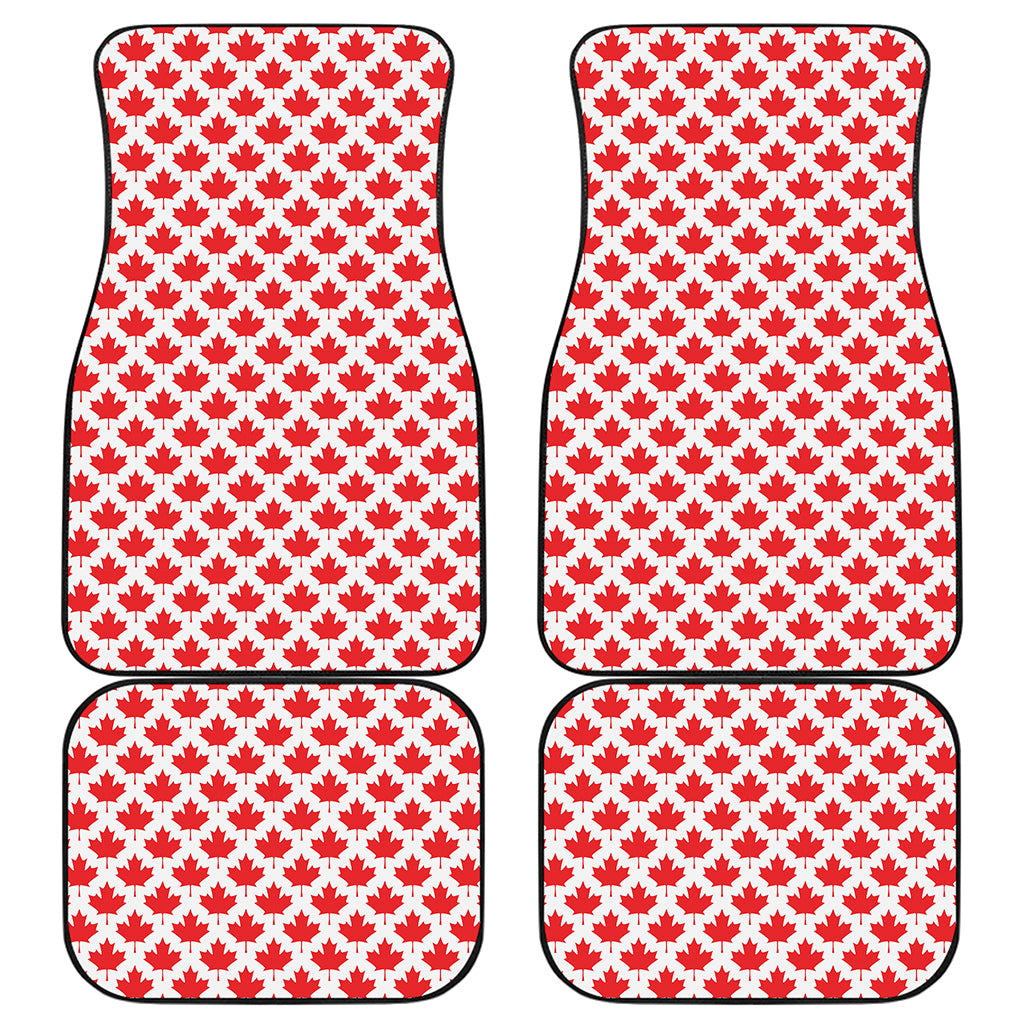 Red Canadian Maple Leaf Pattern Print Front and Back Car Floor Mats