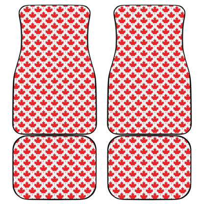 Red Canadian Maple Leaf Pattern Print Front and Back Car Floor Mats