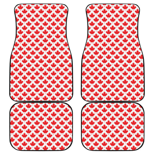 Red Canadian Maple Leaf Pattern Print Front and Back Car Floor Mats