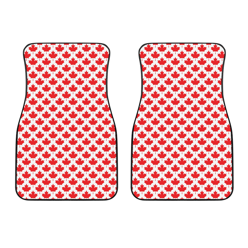 Red Canadian Maple Leaf Pattern Print Front Car Floor Mats
