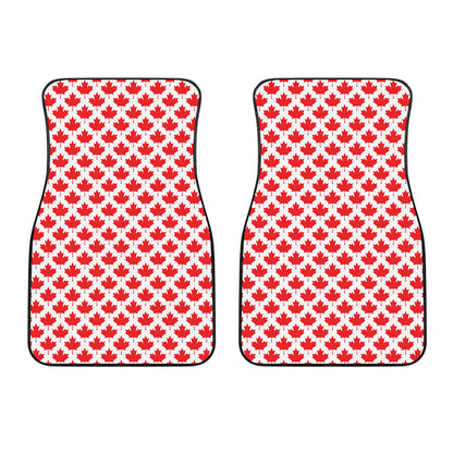 Red Canadian Maple Leaf Pattern Print Front Car Floor Mats