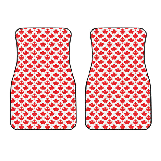 Red Canadian Maple Leaf Pattern Print Front Car Floor Mats