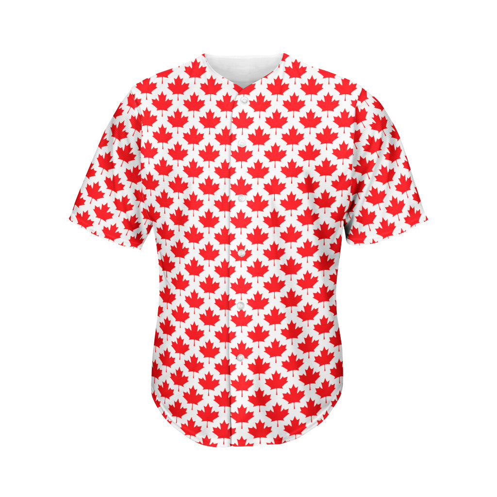 Red Canadian Maple Leaf Pattern Print Men's Baseball Jersey