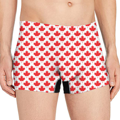 Red Canadian Maple Leaf Pattern Print Men's Boxer Briefs