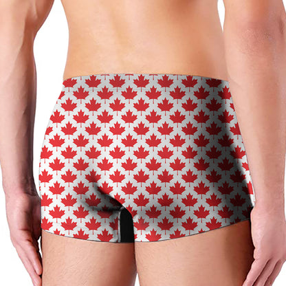 Red Canadian Maple Leaf Pattern Print Men's Boxer Briefs