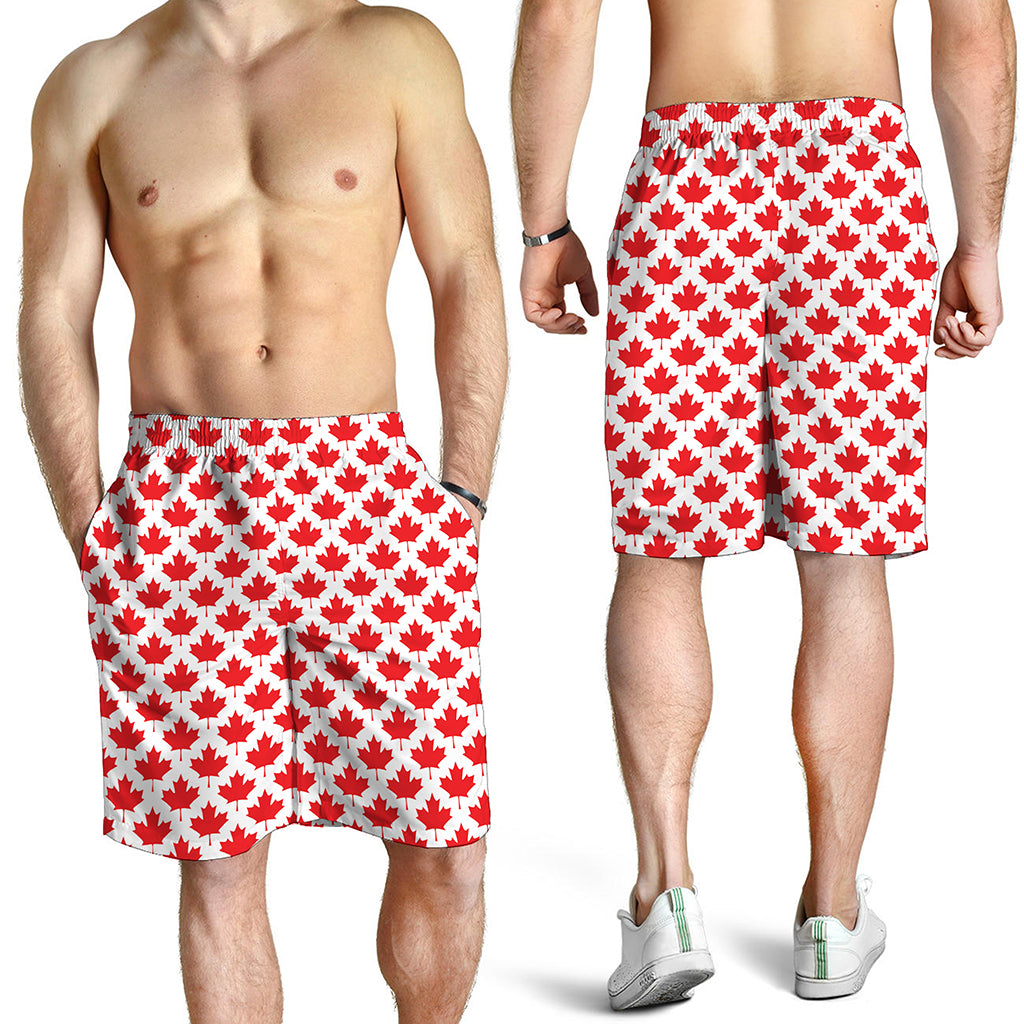 Red Canadian Maple Leaf Pattern Print Men's Shorts