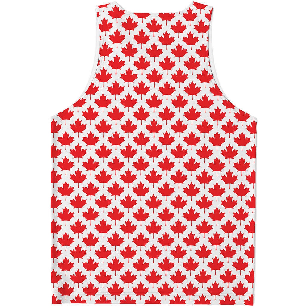 Red Canadian Maple Leaf Pattern Print Men's Tank Top