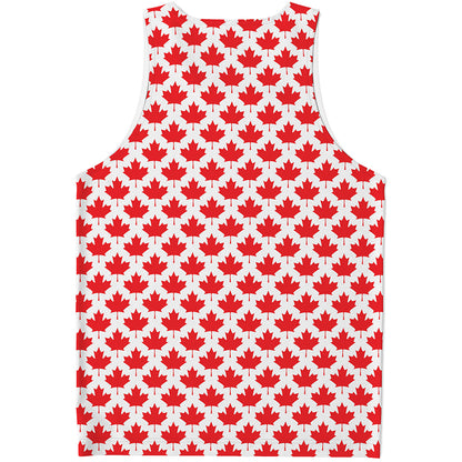 Red Canadian Maple Leaf Pattern Print Men's Tank Top