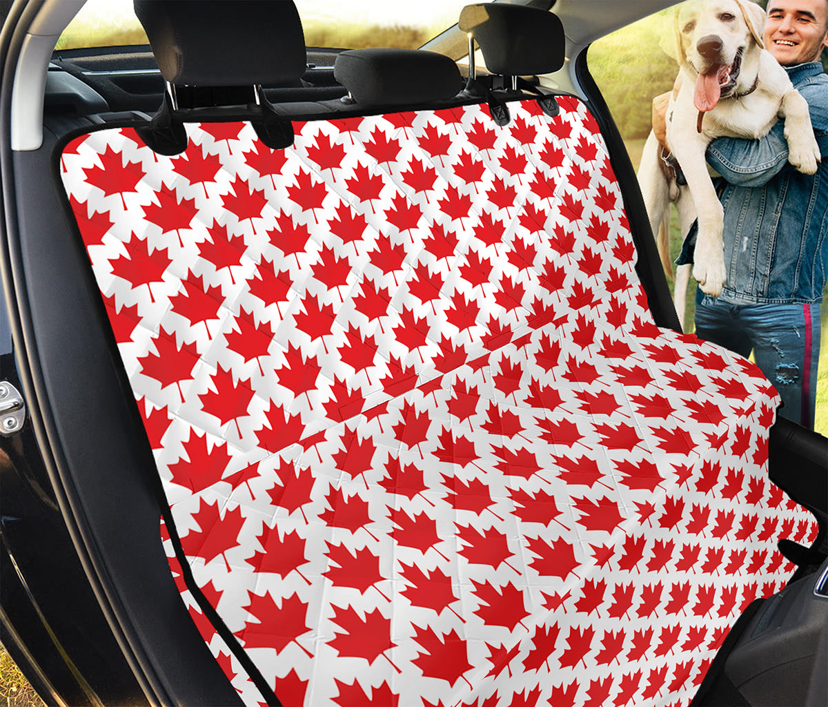 Red Canadian Maple Leaf Pattern Print Pet Car Back Seat Cover