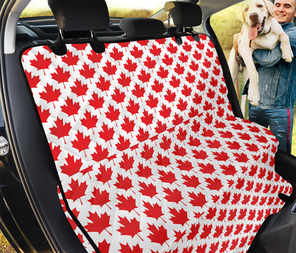 Red Canadian Maple Leaf Pattern Print Pet Car Back Seat Cover