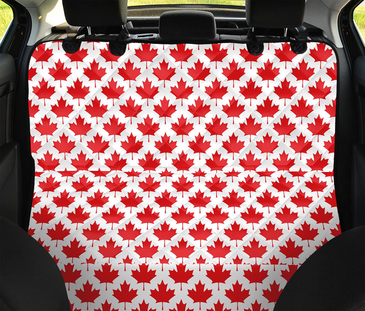 Red Canadian Maple Leaf Pattern Print Pet Car Back Seat Cover