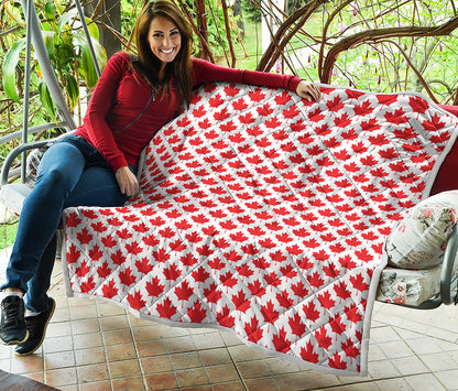 Red Canadian Maple Leaf Pattern Print Quilt