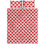 Red Canadian Maple Leaf Pattern Print Quilt Bed Set