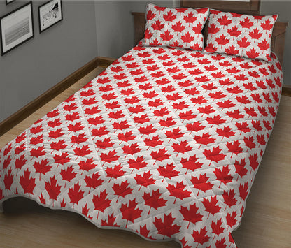 Red Canadian Maple Leaf Pattern Print Quilt Bed Set