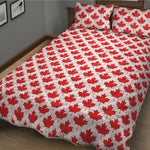 Red Canadian Maple Leaf Pattern Print Quilt Bed Set