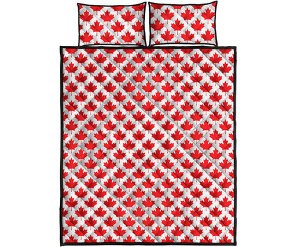 Red Canadian Maple Leaf Pattern Print Quilt Bed Set