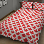 Red Canadian Maple Leaf Pattern Print Quilt Bed Set