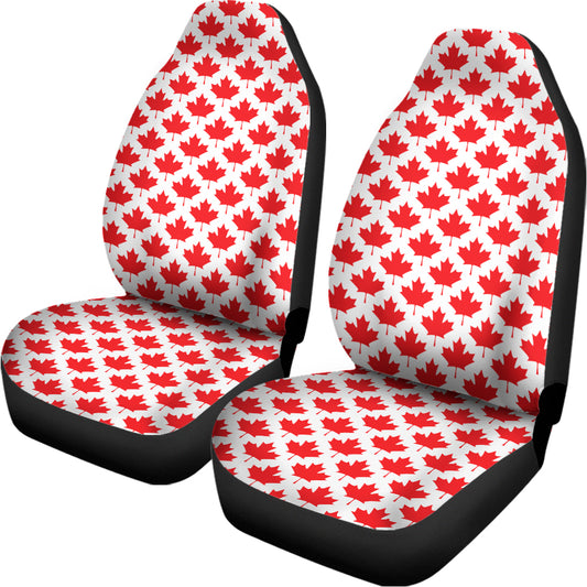 Red Canadian Maple Leaf Pattern Print Universal Fit Car Seat Covers