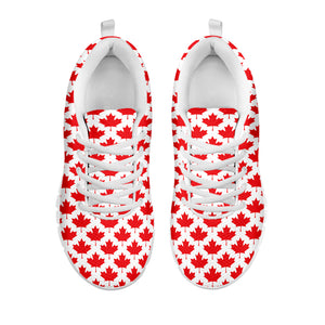 Red Canadian Maple Leaf Pattern Print White Sneakers