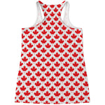 Red Canadian Maple Leaf Pattern Print Women's Racerback Tank Top