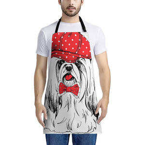 Red Cap Yorkshire Terrier Print Apron