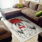 Red Cap Yorkshire Terrier Print Area Rug