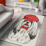 Red Cap Yorkshire Terrier Print Area Rug