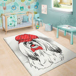 Red Cap Yorkshire Terrier Print Area Rug