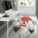 Red Cap Yorkshire Terrier Print Area Rug