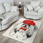 Red Cap Yorkshire Terrier Print Area Rug