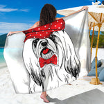 Red Cap Yorkshire Terrier Print Beach Sarong Wrap