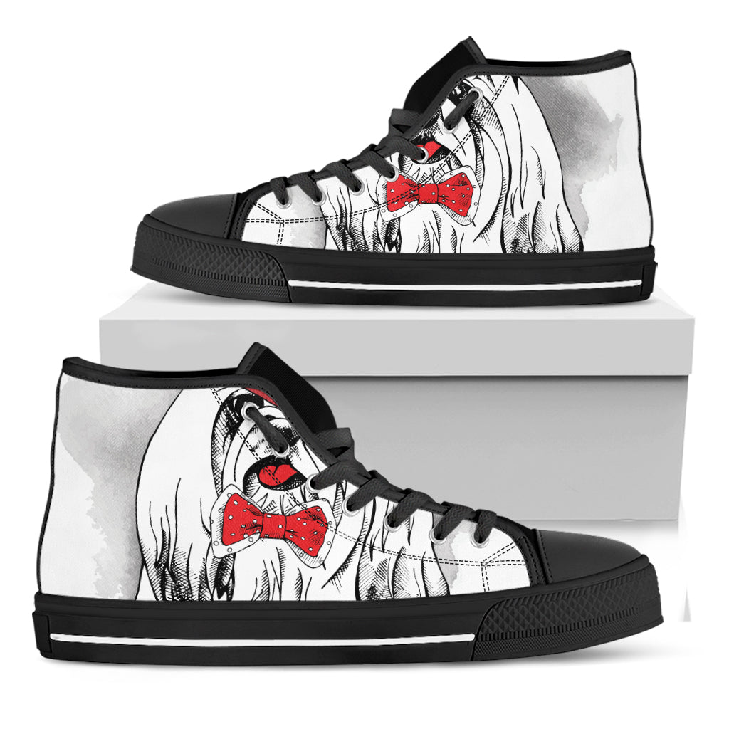 Red Cap Yorkshire Terrier Print Black High Top Shoes